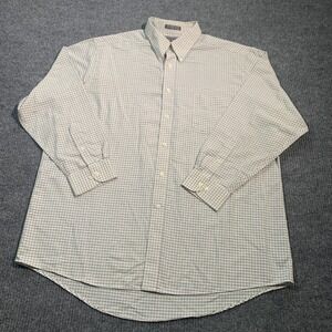 David‎ Taylor Shirt Mens 18 2XL Loose Beige Plaid Button Down Cotton Blend Dress